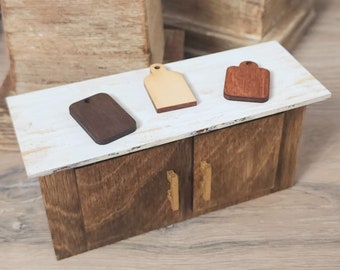 Miniature Cutting Board Set (3pc) - 1:12 scale, Kitchen Accessories, Dollhouse Miniatures, Mini Decorations, Dollhouse Kitchen Supplies