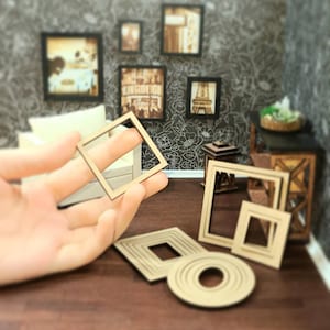 Dollhouse Miniature Picture Frame DIY -Dollhouse Miniatures, Fairy Garden, Fairy House, Dollhouse Accessories, Mini Wall Art, Scrapbooking