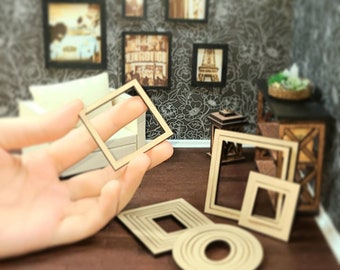 Dollhouse Miniature Picture Frame DIY -Dollhouse Miniatures, Fairy Garden, Fairy House, Dollhouse Accessories, Mini Wall Art, Scrapbooking