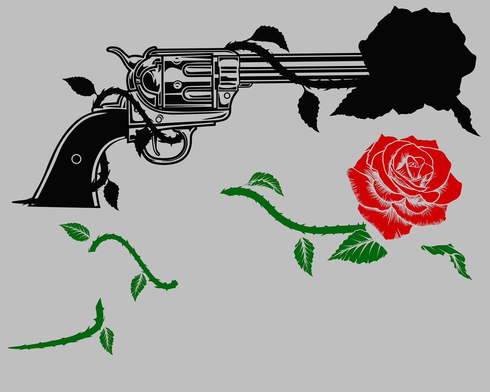 Gun rose Svg Revolver SVG Gun SVG Pistol SVG Weapon Svg Etsy