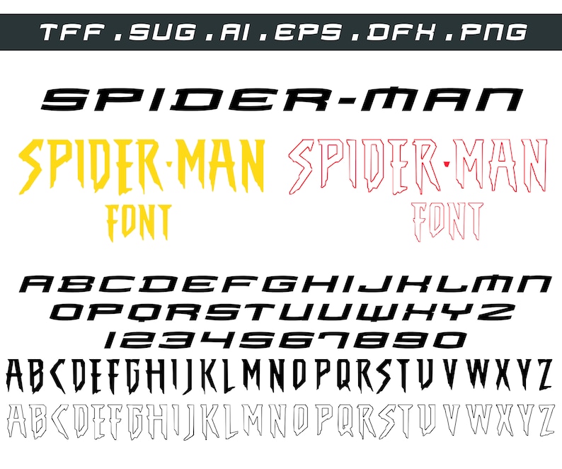 Spiderman font spiderman svg spiderman font SVG DXF PNG | Etsy