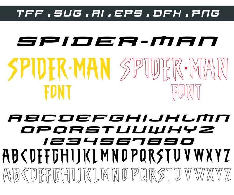 Spiderman font spiderman svg spiderman font SVG DXF PNG | Etsy