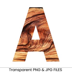 Wood Grain Alphabet Clipart: Natural Texture Letters (Digital Download)