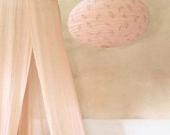 Kids/Nursery Linen Shades - Little Leaf Prints - Charcoal on Blush
