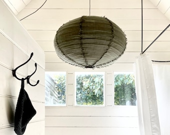 Linen Khaki DOME Light Shade – Linen Pendant Light – Handmade Pendant Light – Home Decor Lamp Shade – Hanging Linen Pendant