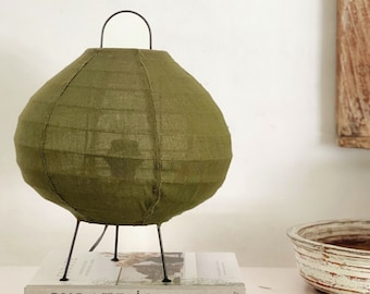 Linen Khaki ATLAS Table Lamp - Linen Table Lamp Light - Handmade Atlas Shape Table Lamp - Modern Table Lamp Shades