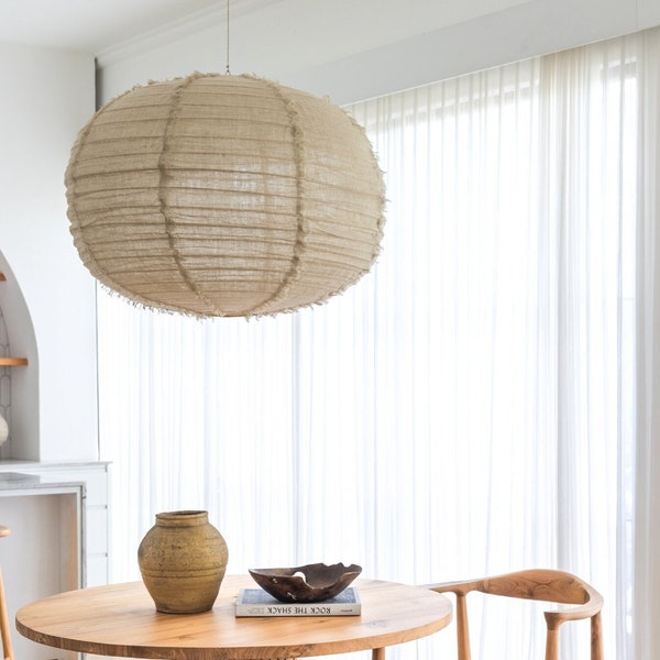 Linen Taupe LABU Light Shade – Linen Pendant Light – Handmade Pendant Light – Home Decor Lamp Shade – Hanging Linen Pendant
