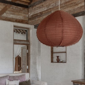 Linen Rust/Khaki/Bronze METRO Light Shade – Linen Pendant Light – Handmade Pendant Light – Home Decor Lamp Shade – Hanging Linen Pendant