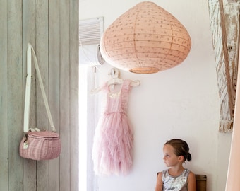 Kids/Nursery Linen Shades - Starshine Prints - Charcoal on Blush