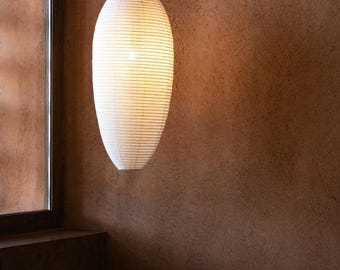 Oscar Linen Pendant Light Shade: Capsule Hanging Lamp, Japandi Home Decor