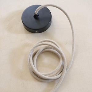 NEW Linen-covered Ceiling Pendant Kit E27 in Black | UL listed electrical cable