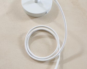 WIT NYLON hanglampsnoer: set E27 plafondkabel, met stof beklede bedrade doe-het-zelfverlichting