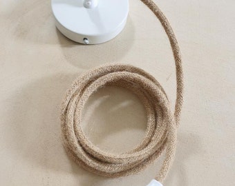 JUTE hanglampsnoerset: witte plafondkabel, met stof bedekte E27-lamp, doe-het-zelfverlichtingsarmatuur