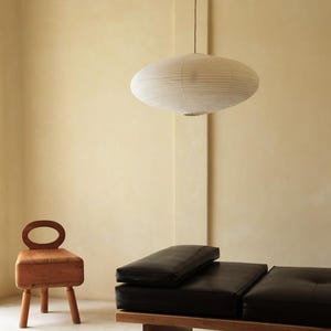 NELSON Handmade Linen Saucer Shape Pendant Light - Modern Japandi Scandinavian Ceiling Lamp - Wabi Sabi Pendant Lamp Shade