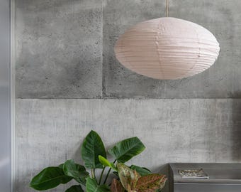 BLUSH Linen DOME Pendant Light – Modern Ceiling Lamp – Farmhouse HANGING Shade For Living Room