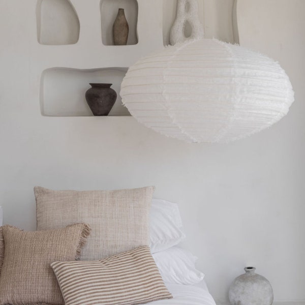 Linen Off-White DOME Light Shade – Linen Pendant Light – Handmade Pendant Light – Home Decor Lamp Shade – Hanging Linen Pendant