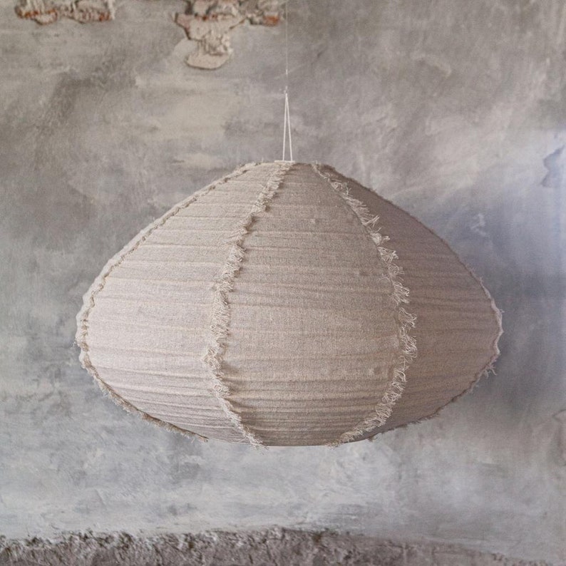LIGHT SHADES Natural Linen Shade Fringed Light Shade Etsy