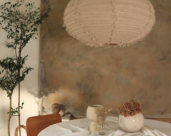 Linen Taupe DOME Light Shade – Linen Pendant Light – Handmade Pendant Light – Home Decor Lamp Shade – Hanging Linen Pendant