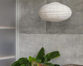 OSLO COTTON DOME Pendant Light: Natural Woven Ceiling Lamp, Cozy Modern Hanging Lighting Fixture