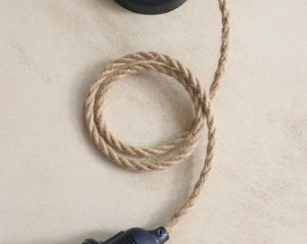 Gedraaide jute snoerset hanglamp: zwarte plafondkap, stof E27 DIY-verlichting