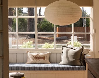 DOME in Off-White Linen Oval Pendant Light: MINIMALIST Ceiling Lamp and Modern Farmhouse Boho Decor