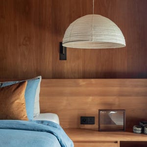 CELIA Handmade Japandi Linen Pendant Light - Minimalist Dome Ceiling Lamp Shade - Scandinavian Style Lighting