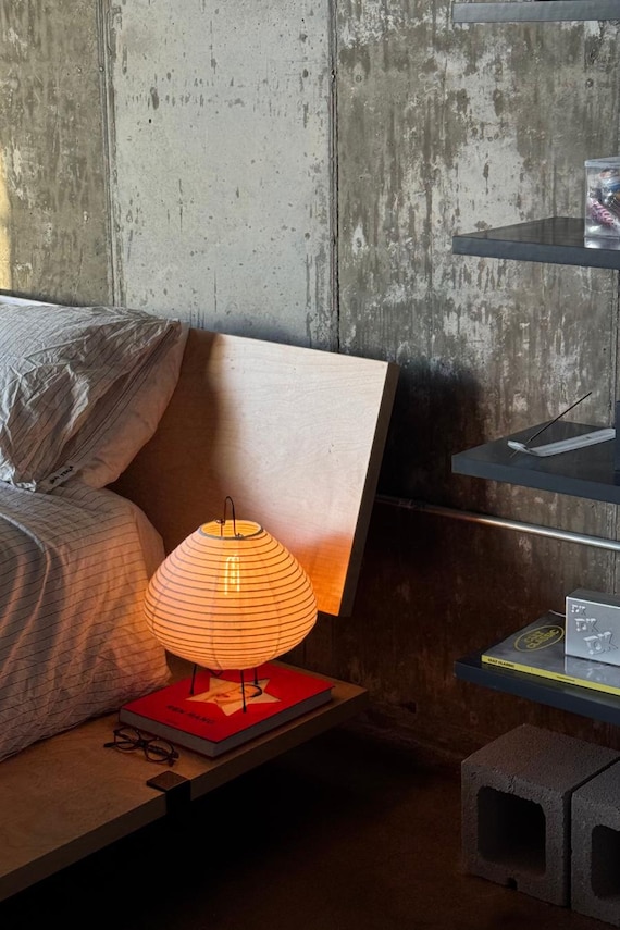 Linen JAPANDI Table Lamp: Wabi Sabi BEDSIDE Light, Modern Rattan AMBIENT Home Decor Lighting