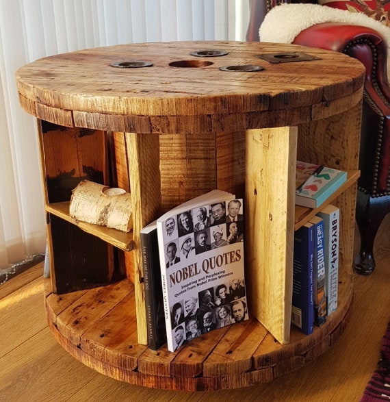 Wooden Cable Drum Reel Up-cycled Reclaimed Perfect for Bookshelf