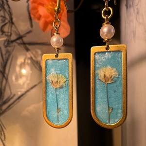 Forget Me Not, Light Blue Floral & Pearl Earrings