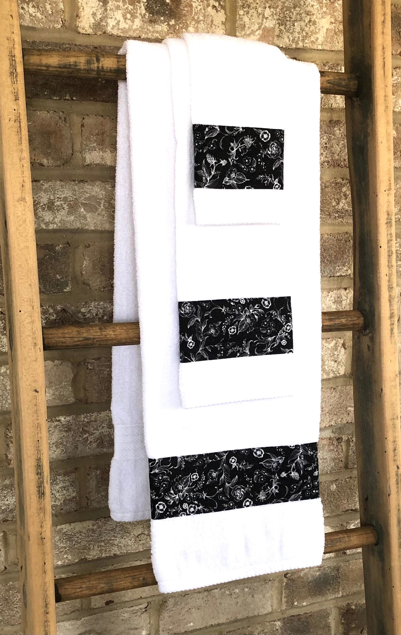 Black white Customized Towel Sets Etsy
