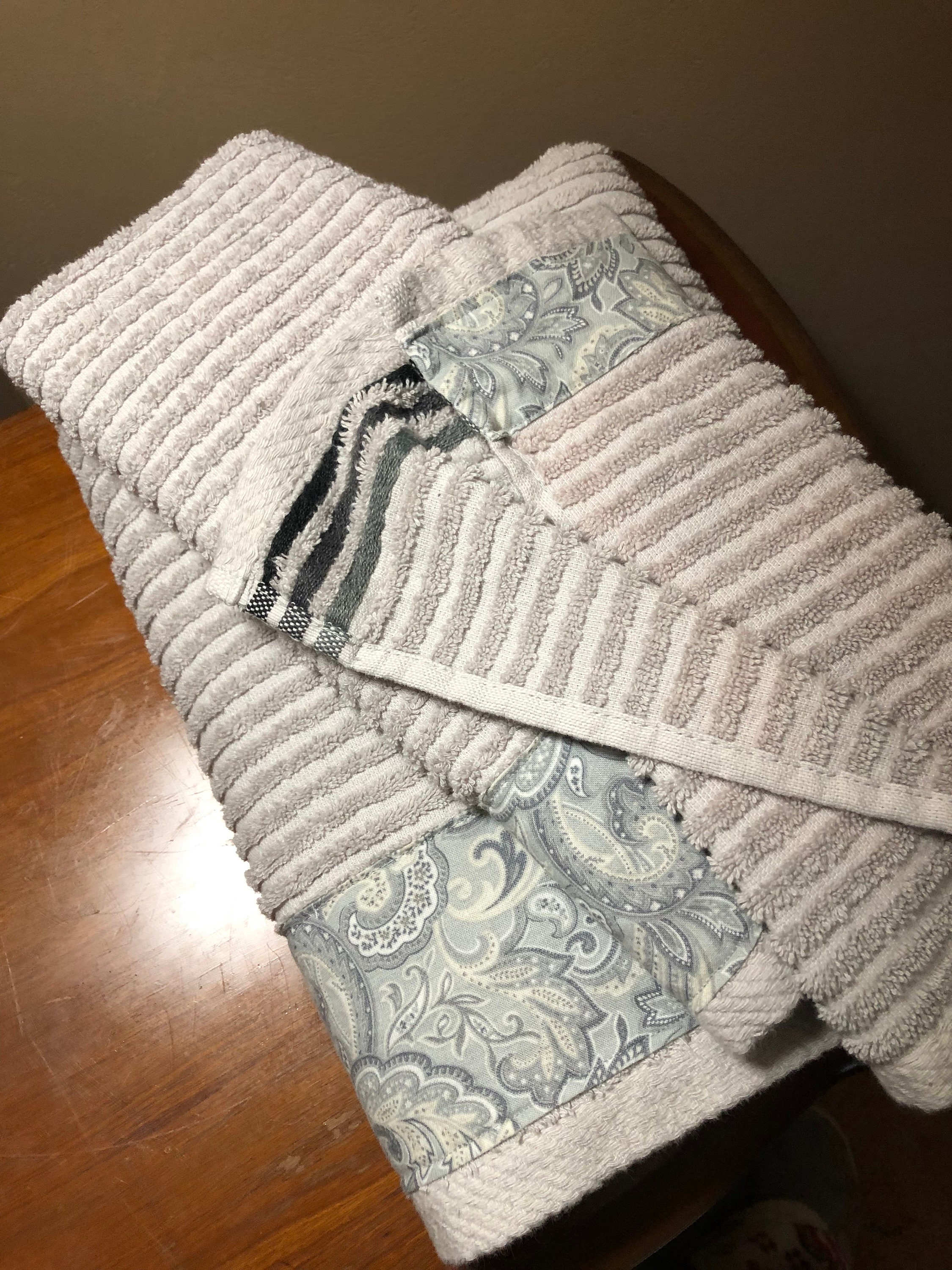 Grey Vintage Paisley Decorative Towel Sets Etsy