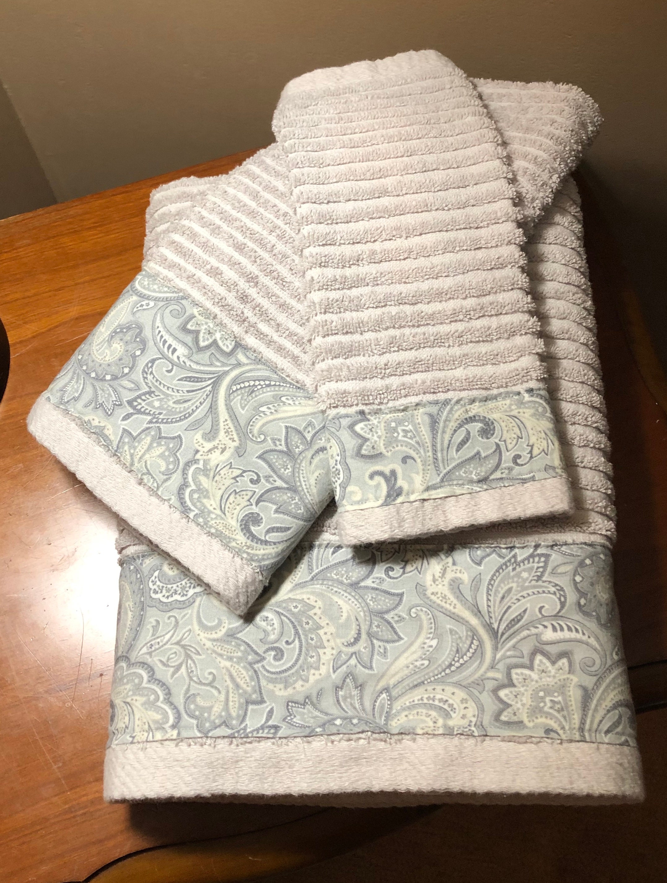 Grey Vintage Paisley Decorative Towel Sets Etsy