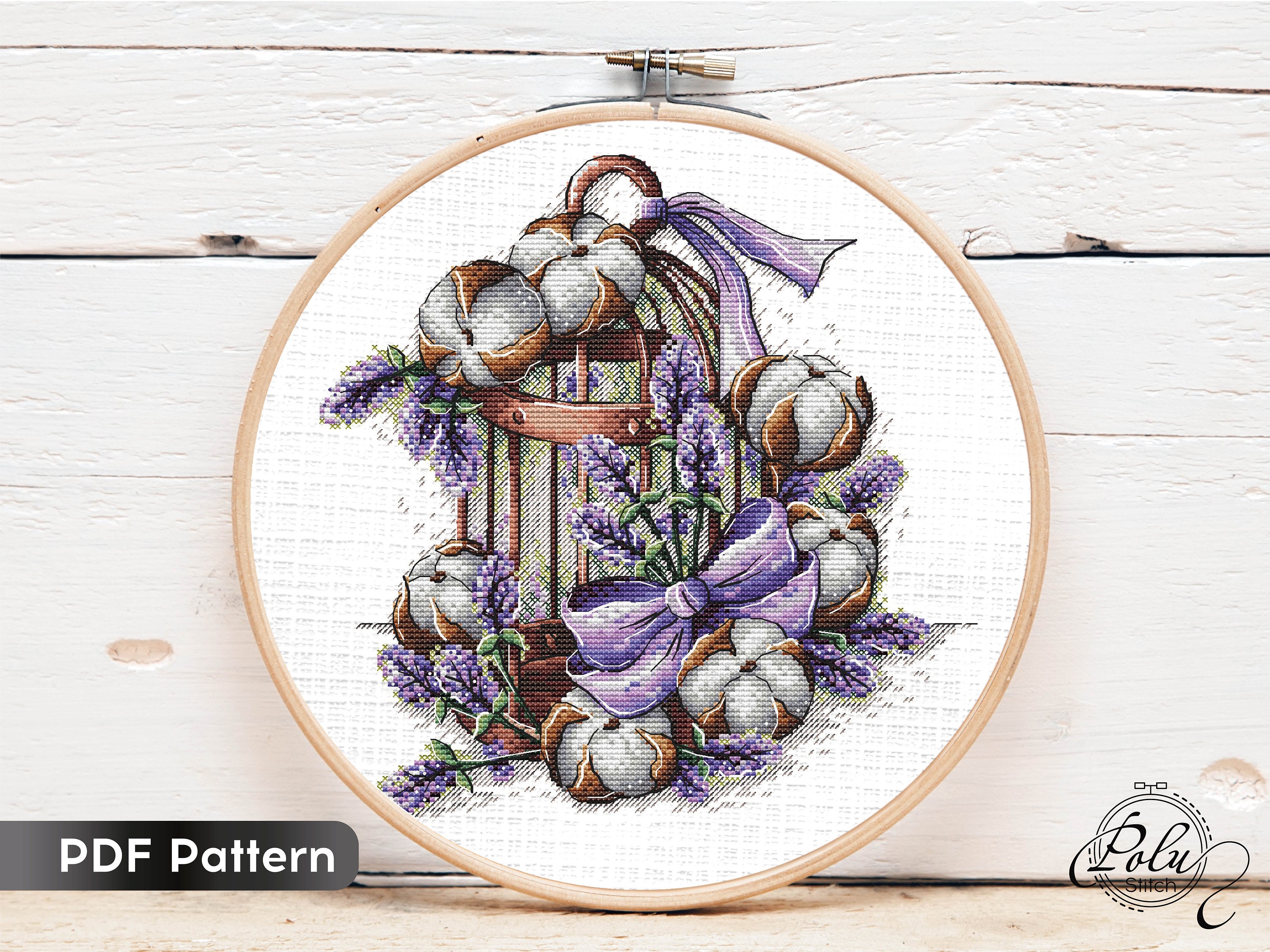Lavender Cross Stitch Pattern Instant Download PDF Cotton | Etsy