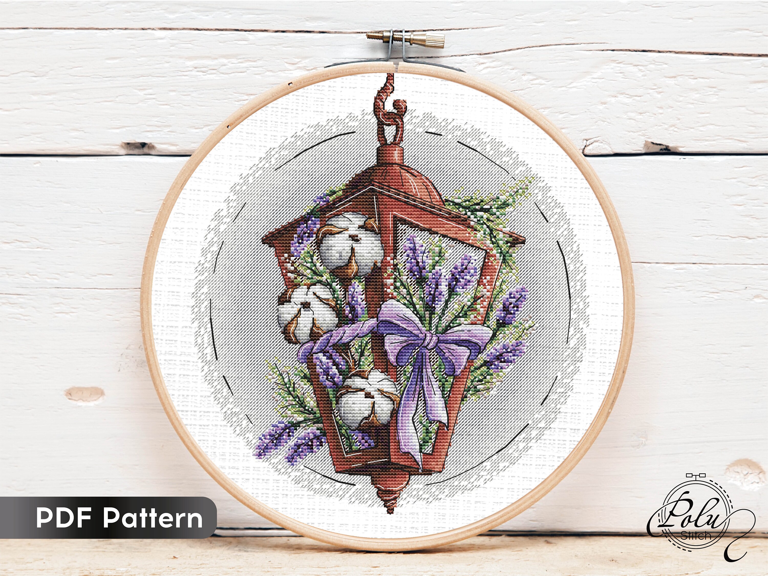 Cotton and Lavender Lamp Cross Stitch Pattern Instant Etsy