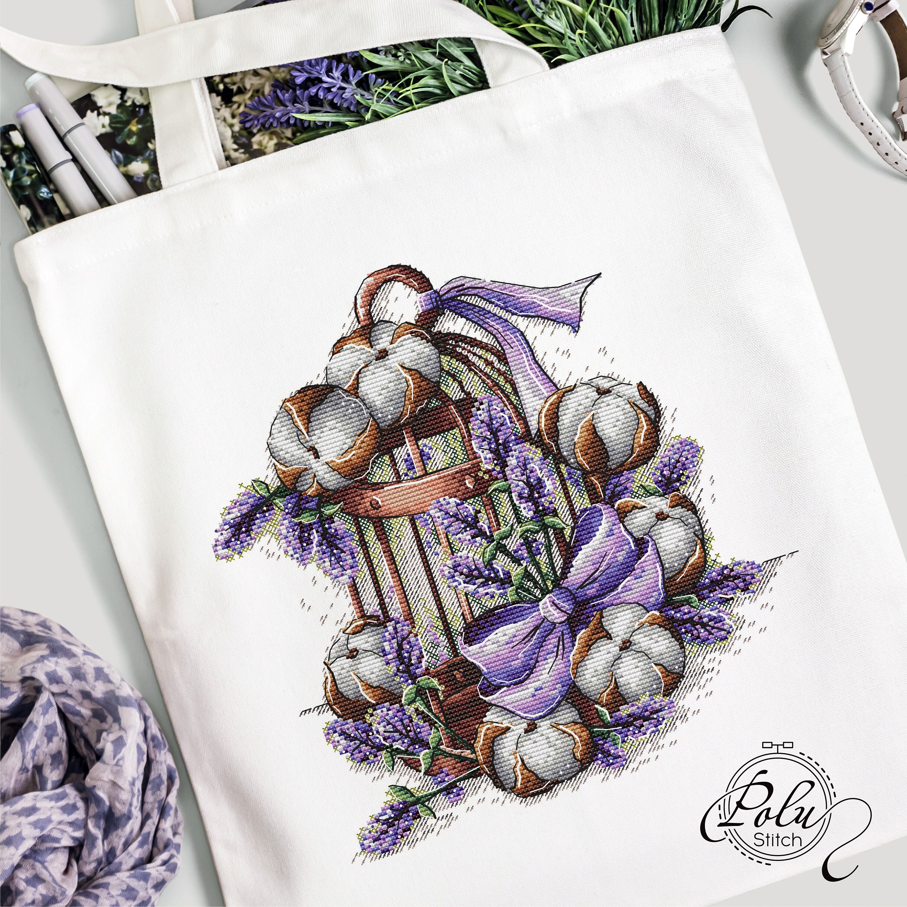 Lavender Cross Stitch Pattern Instant Download PDF Cotton Etsy