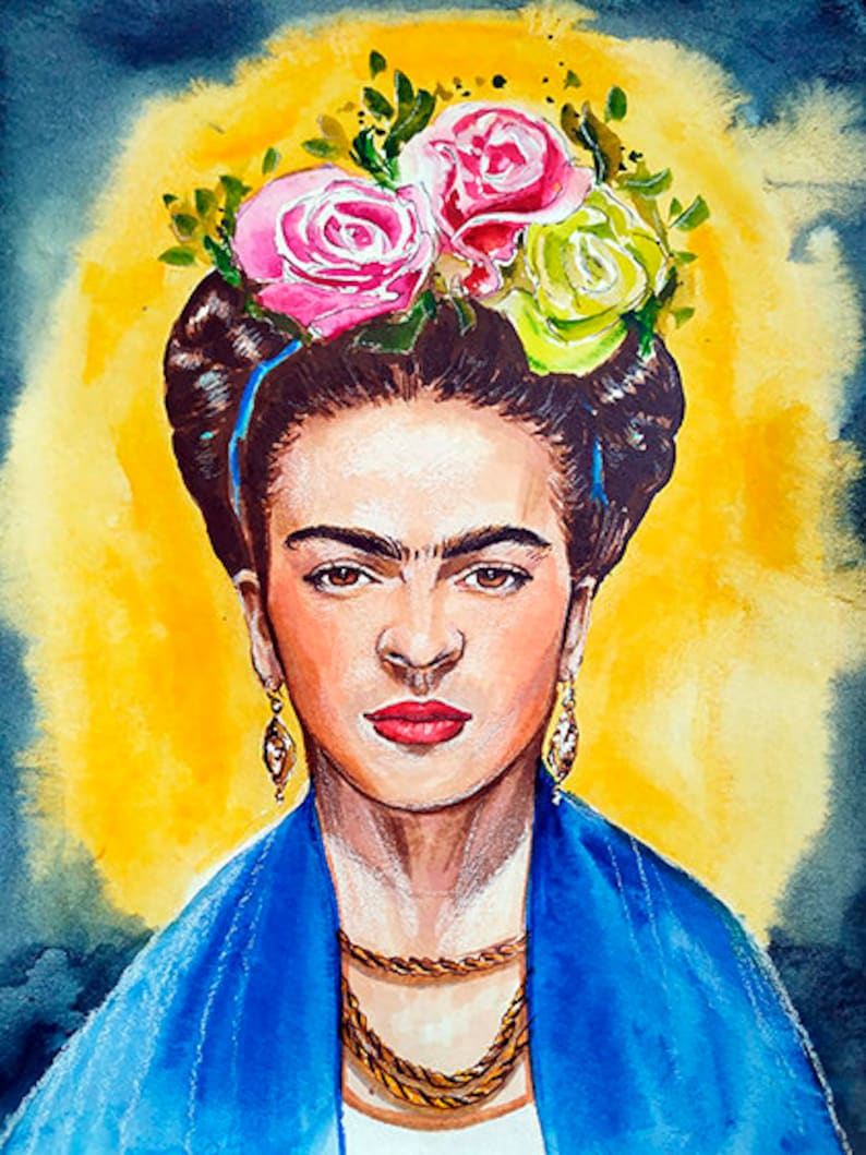 Frida Kahlo Aquarelle Frida painting Bathroom decor | Etsy