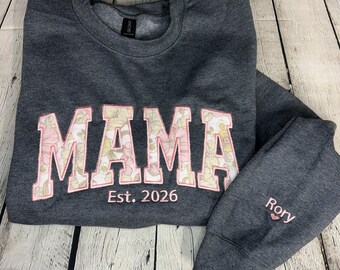 Custom Keepsake Memory Sweatshirt, Applique Baby Clothes Mama Crewneck