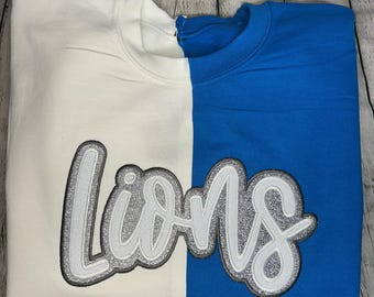 Embroidered Lions Sweatshirt, Duel colored Shirt