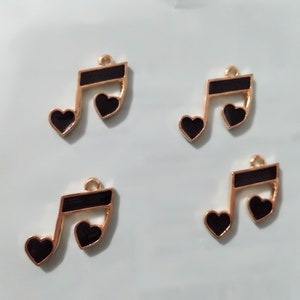 10Pcs Enamel Music Note charms Gold tone Note Charm Pendant, Charms for Bracelet, Craft Supplies 18*23 mm