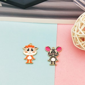 10Pcs Cartoon Animal Mouse Charm Metal Enamel Charms Pendants For DIY Bracelet Earrings Dangle Jewelry Accessories