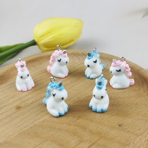 10Pcs Resin Animal Unicorn Charm,Cartoon Horse Charm Pendant Craft Necklace Charm Earring charms Supplies