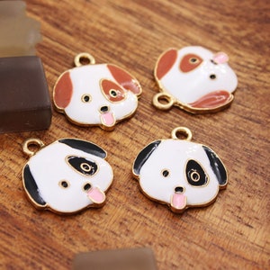 10 stuks gouden dier metaal emaille hond bedels, cartoon puppy huisdier charme voor het maken van knutselen oorbel hanger armband ketting diy