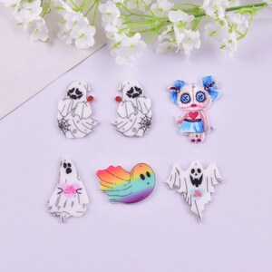 10 30 encanto fantasma engraçado dos desenhos animados acrílico crânio encantos pingente fazendo para pulseira brincos chaveiro jóias fazendo diy