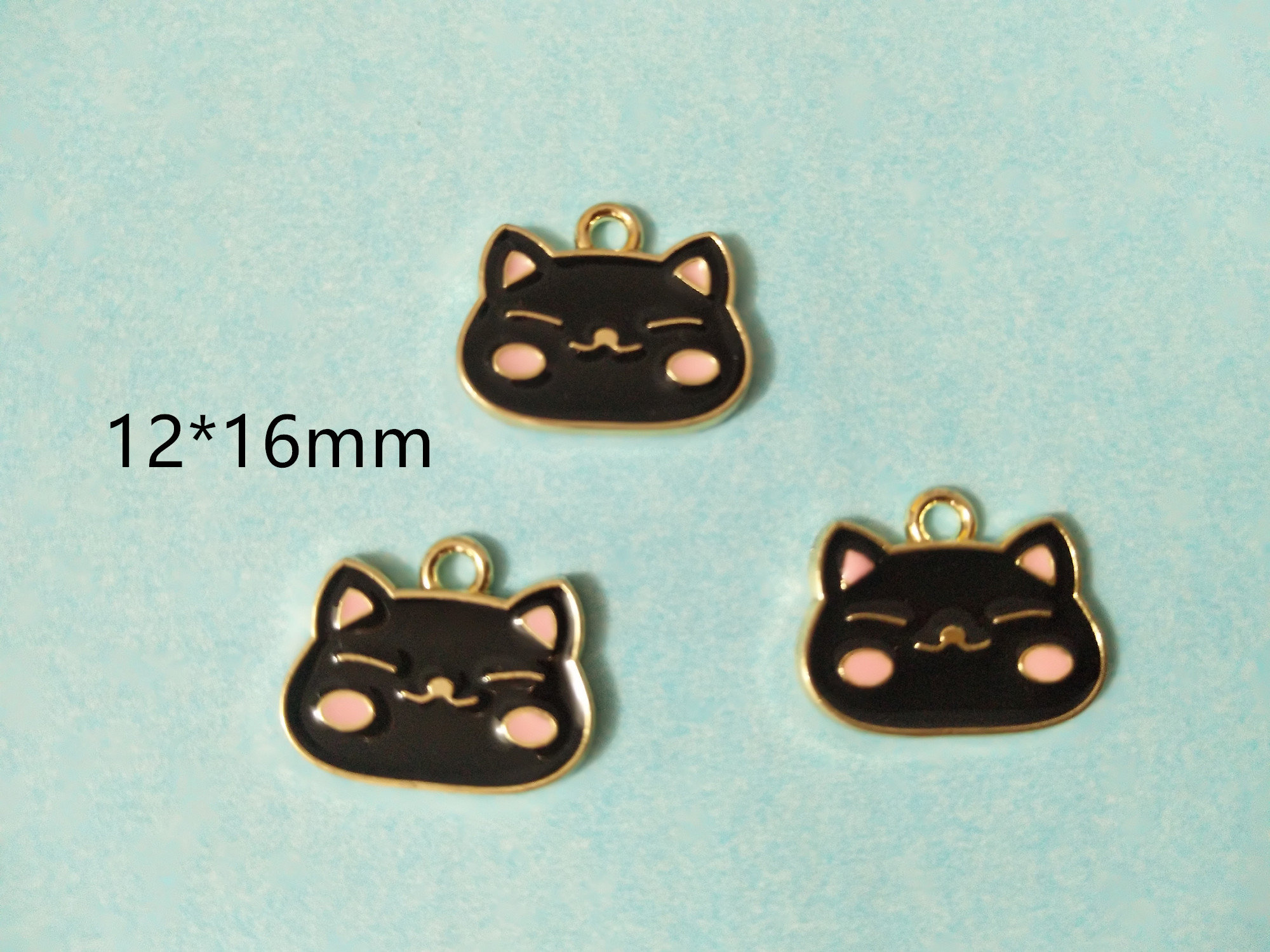 10pcs/lot Cartoon Enamel Animal Cat Charms for Jewelry Making Cute