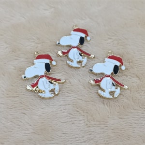 10Pcs Cartoon Enamel charm , Christmas Hat Gold Charms Pendant for Earring Necklace Craft Supplies 23*25mm