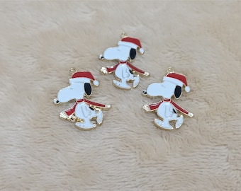 10Pcs Cartoon Enamel charm , Christmas Hat Gold Charms Pendant for Earring Necklace Craft Supplies 23*25mm