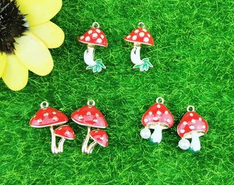 10pcs/lot 3 Style Mushroom Charms Pendants Animal Dangle For DIY Earrings Keychain Jewelry Making Accessories Gift