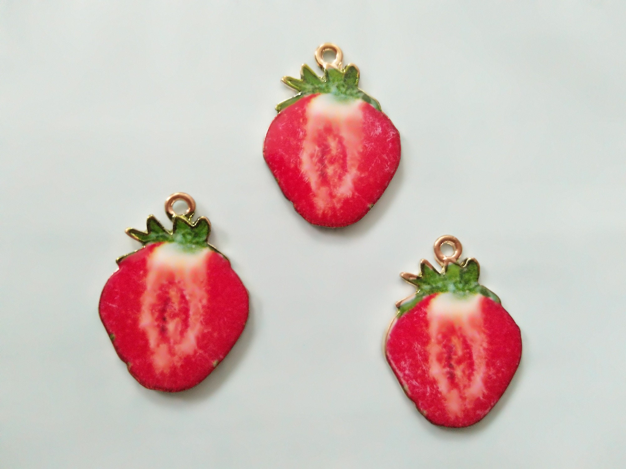 10 Pcs Cute Enamel Watermelon Strawberry Peach Fruit Charms Pendant DIY Jewelry 10 Pcs Cute Enamel Watermelon Strawberry Peach Fruit Charms Pendant DIY Jewelry