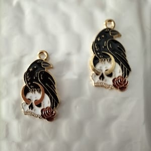 10Pcs Cartoon Animal Enamel Charm,Skull Charm Pendant,Gold Tone Kitten Pet charm for Bracelet Earring Jewelry Craft Supplies