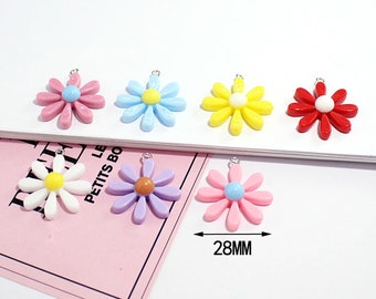 10 stuks Daisy Flower Resin Charms Sieraden Hanger Bloem Oorbellen Hanger Handgemaakt DIY Materiaal